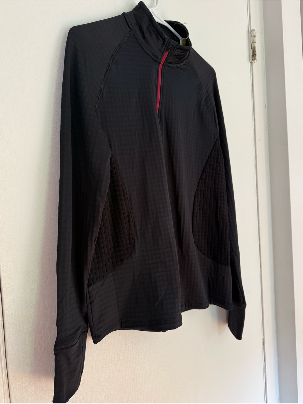 Men's Black Half-Zip Performance Pullover with Red Zip Accent